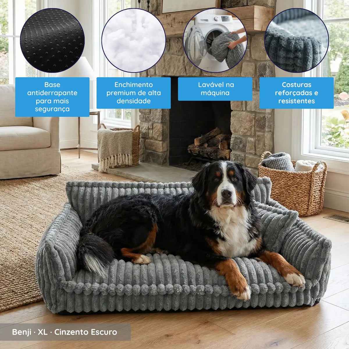 MrFluffyFriend™ - Cama Ortopédica para Cães - Sofá com Capa Lavável (PT)